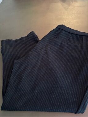 Theory Women's Navy Pinstripe Wide-Leg Pants